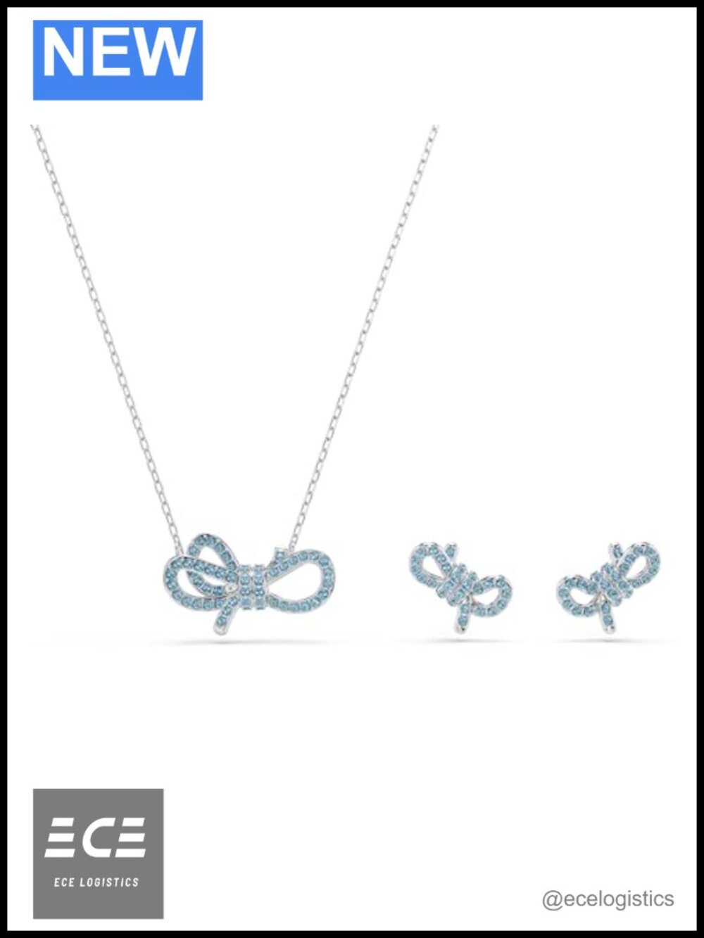 Swarovski Lifelong Bow Jewelry Set Pendant Earrings Rhodium Plated Crystal